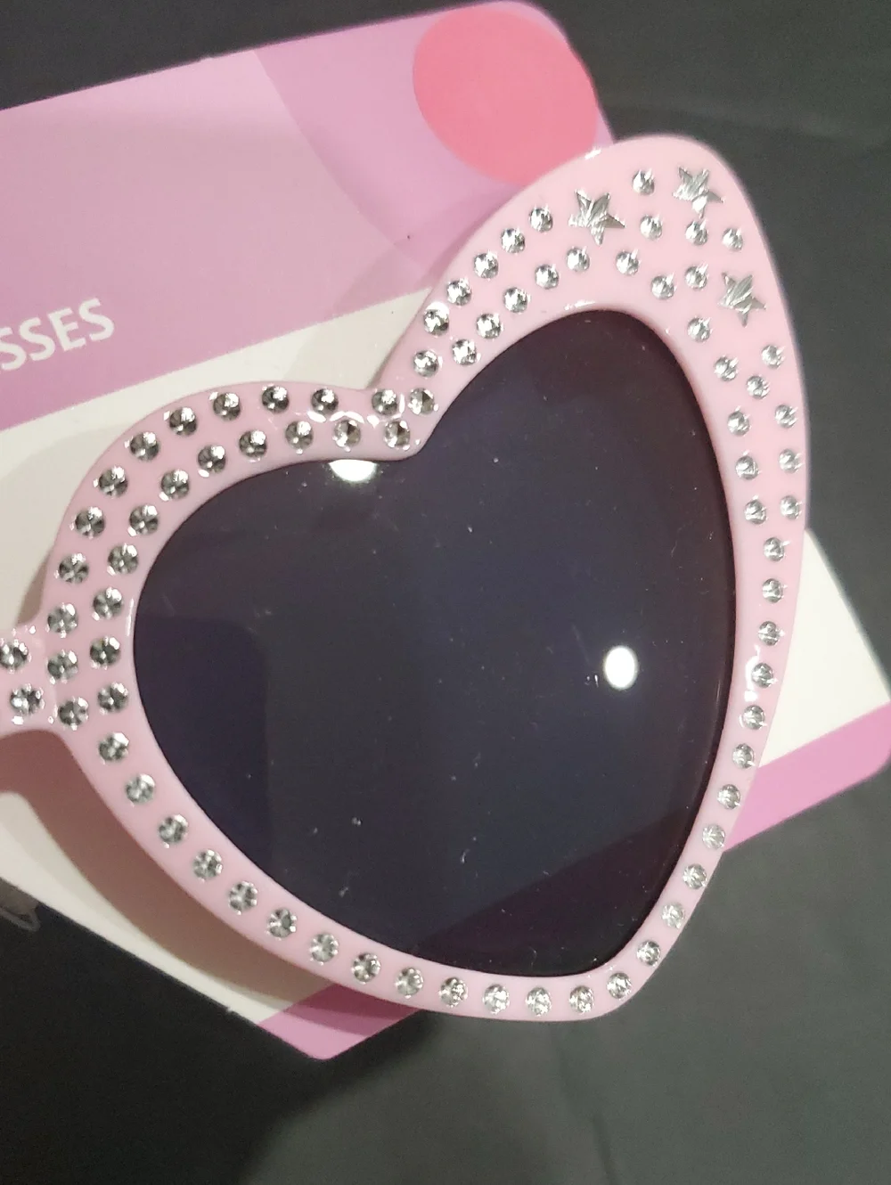 Pink rhinestone studded‎ bling retro heart shaped cat eye Sunglasses brand new